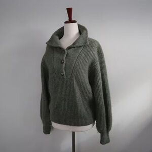 Sezane Olive Cowl Neck Sweater